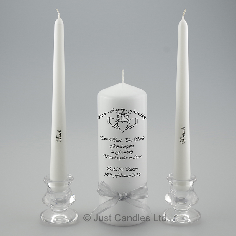 Personalised Claddagh Unity Candle Justcandles co uk buy-streamside-shoppe-rustic-unity-sand-ceremony-set-better-you-in