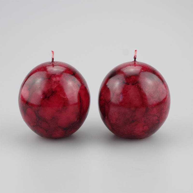 Maroon marble effect ball candles Justcandles.co.uk