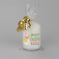 A lovely Happy Easter bunny pillar candle, supplied gift wrapped