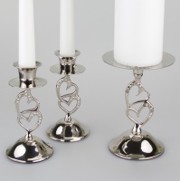 Unity Candle Holders with entwined hearts stem  set of 3