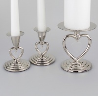 Unity Candle Holders with a single heart stem  set of 3