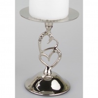 Pillar Candle holder with entwined hearts stem
