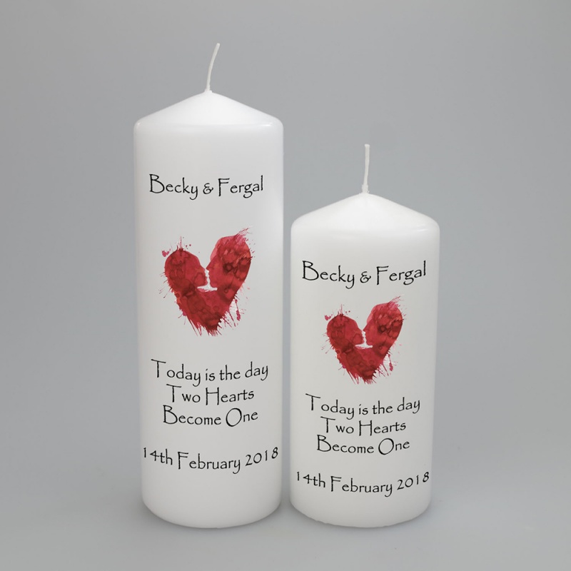 Personalised Wedding Candle with a beautiful abstract heart - available in two sizes