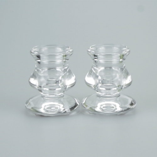 A Pair of stylish glass taper candle holders