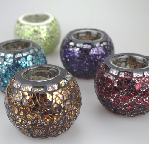 Mosaic Glass Ball shaped Tea Light Candle holder