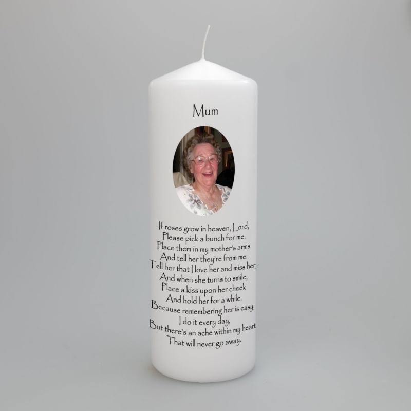 Personalised Memorial Picture candle ''Mum'' poem