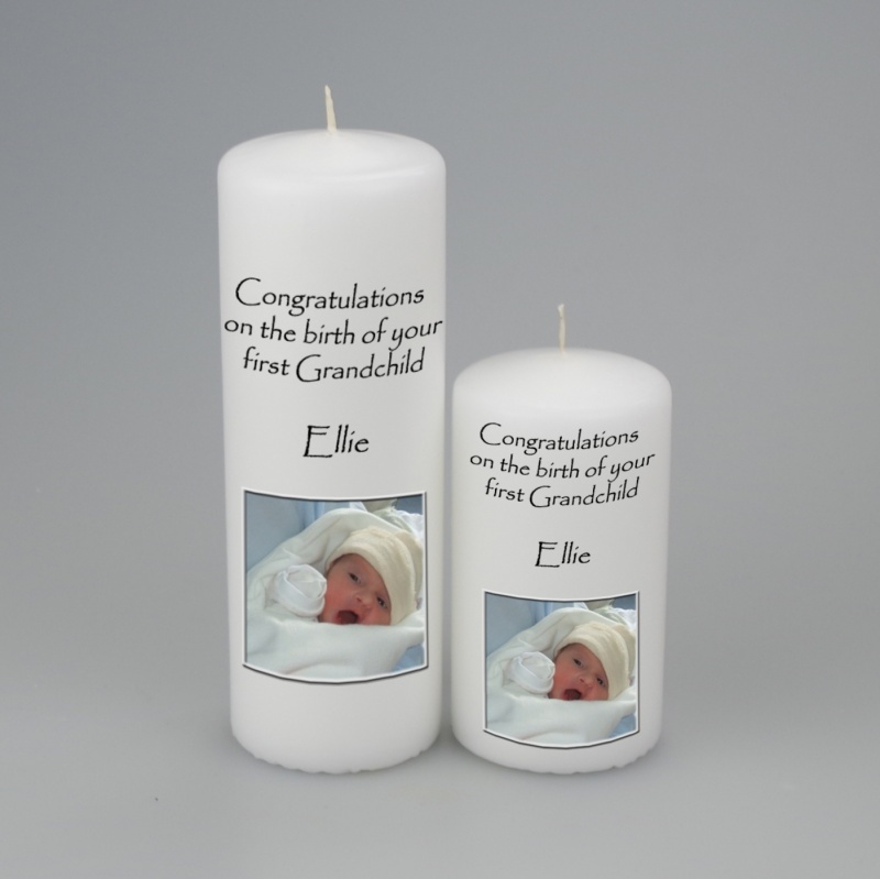 Picture Candle with writing above the picture