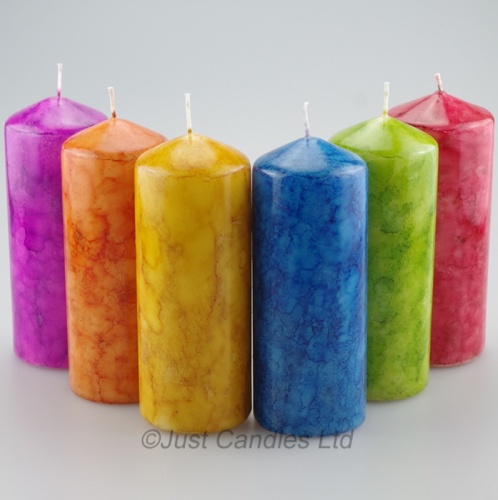 A stunning set of 2 marble effect pillar candles