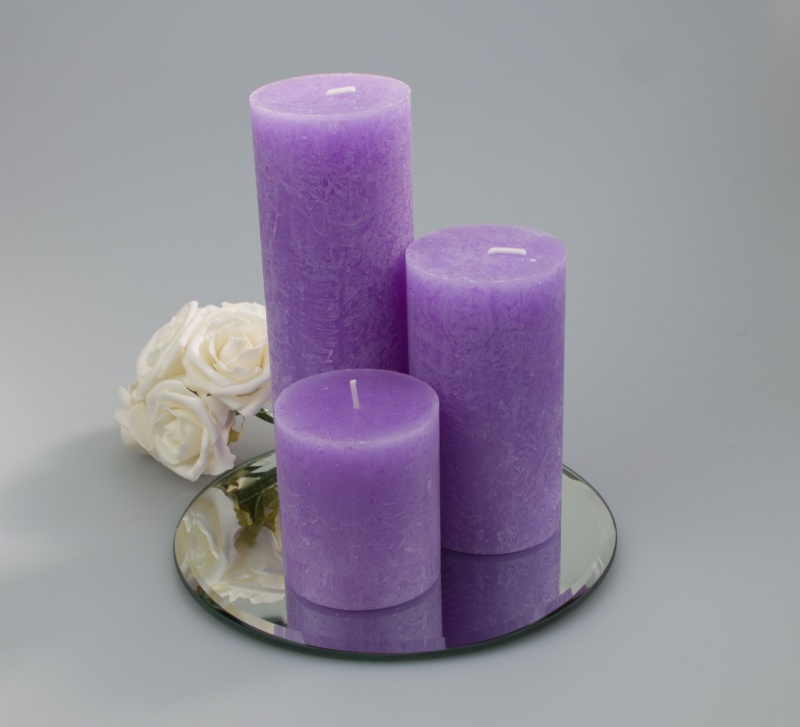 Rustic Pillar set of 3 Lilac