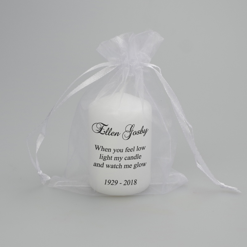 10 x small memorial candles with verse ''When you feel low''