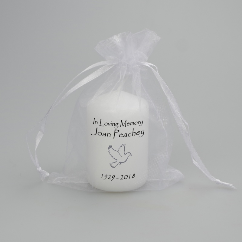 Small Memorial Candle with a Dove