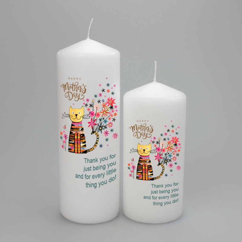 Mother's Day Candle featuring a cheeky Cat Justcandles.co.uk