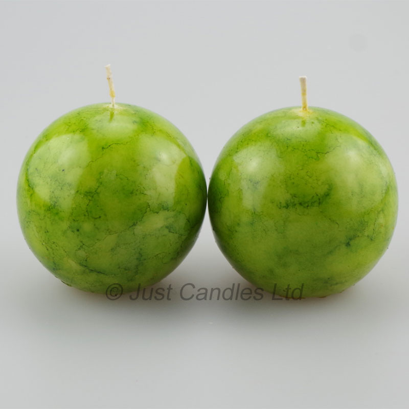 Lime Green marble effect ball candles Justcandles.co.uk