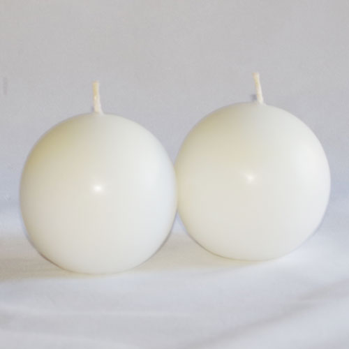 70mm Diameter White Ball Candles Justcandles.co.uk