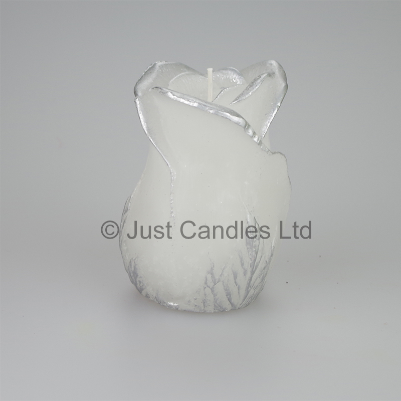 Real flame, coloured LED Candle, Silver tipped Justcandles.co.uk