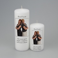Picture Candle with writing above and below picture