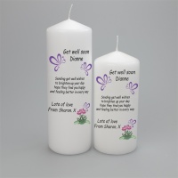 Personalised gift candle, get well soon with butterflies