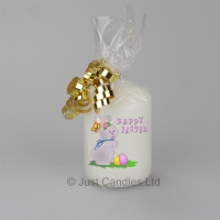 Pillar Candle with an Easter bunny and Easter eggs, supplied gift wrapped