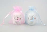 Christening Favour candle featuring a baby's Pram