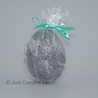Egg shaped glittery graphite candle