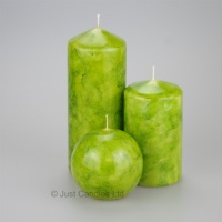 Lime Green  coloured Pillar candle set of 3