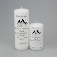 Personalised Candle with two love birds - available in two sizes