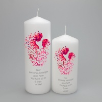 Mother's Day Candle featuring an abstract of mother and child made of hearts