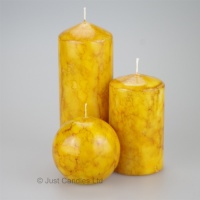 Mustard  coloured Pillar candle set of 3