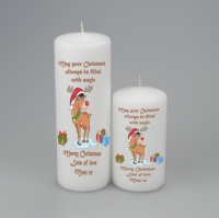 Personalised Merry Christmas Candle with Reindeer in two sizes