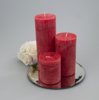 Rustic Pillar set of 3 Red