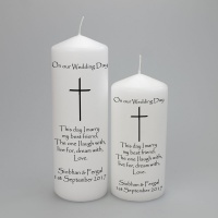 Personalised  Candle with a simple cross - available in two sizes