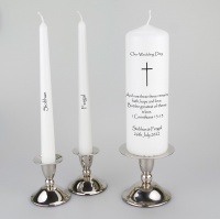 Personalised Unity Candle featuring a simple Cross