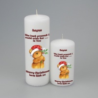 Personalised Merry Christmas Candle with cute Teddy