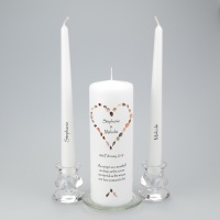 Personalised Unity Candle with a heart of seashells