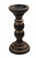 Wooden Pillar Candle Holder 20cm tall