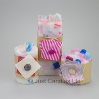 Blue pink and Cream decorative candle set with Ylang Ylang fragrance