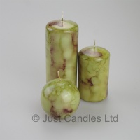 Jade coloured marble effect Pillar candle set of 3